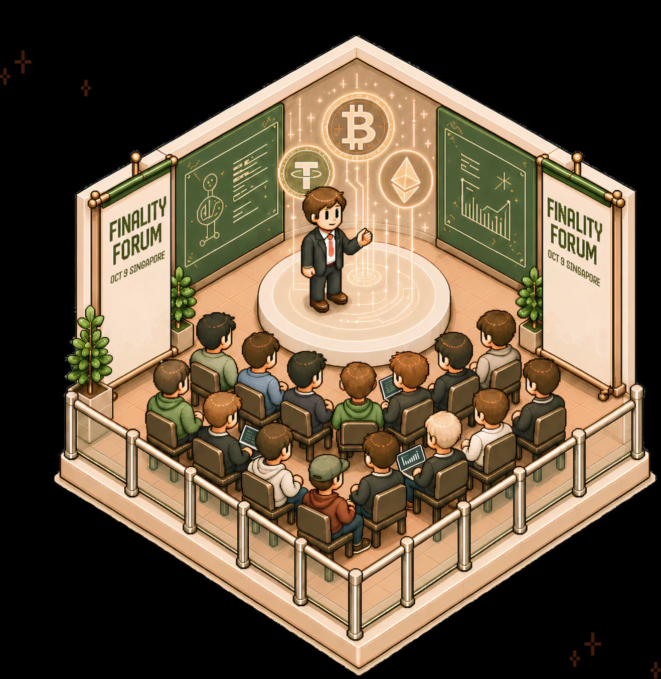 Illustration of a Finality Forum keynote room